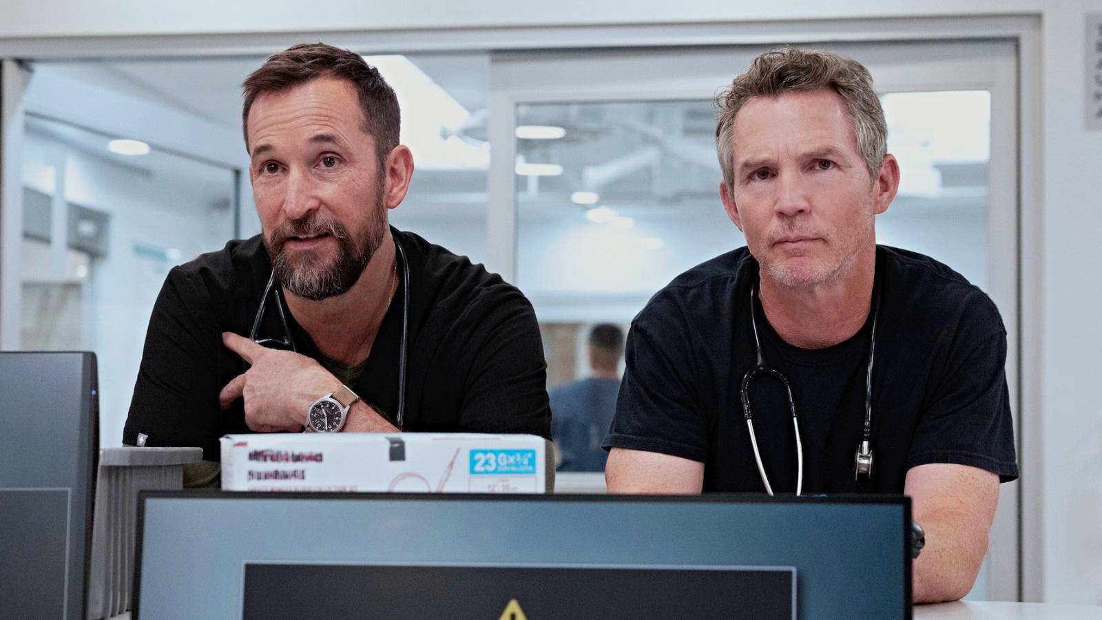 Noah Wyle and Shawn Hatosy in The Pitt Season 2