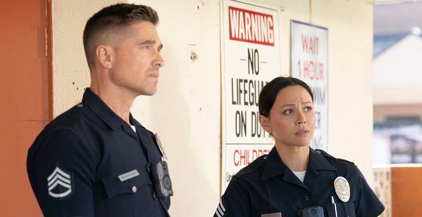 The Rookie - Lucy Chen (Melissa O'Neil) stands alongside Tim Bradford (Eric Winter)