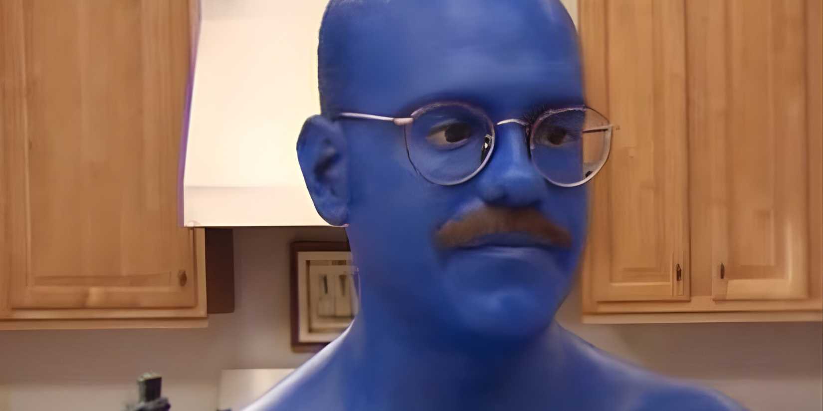 Tobias (David Cross) blue himself in Arrested Development.