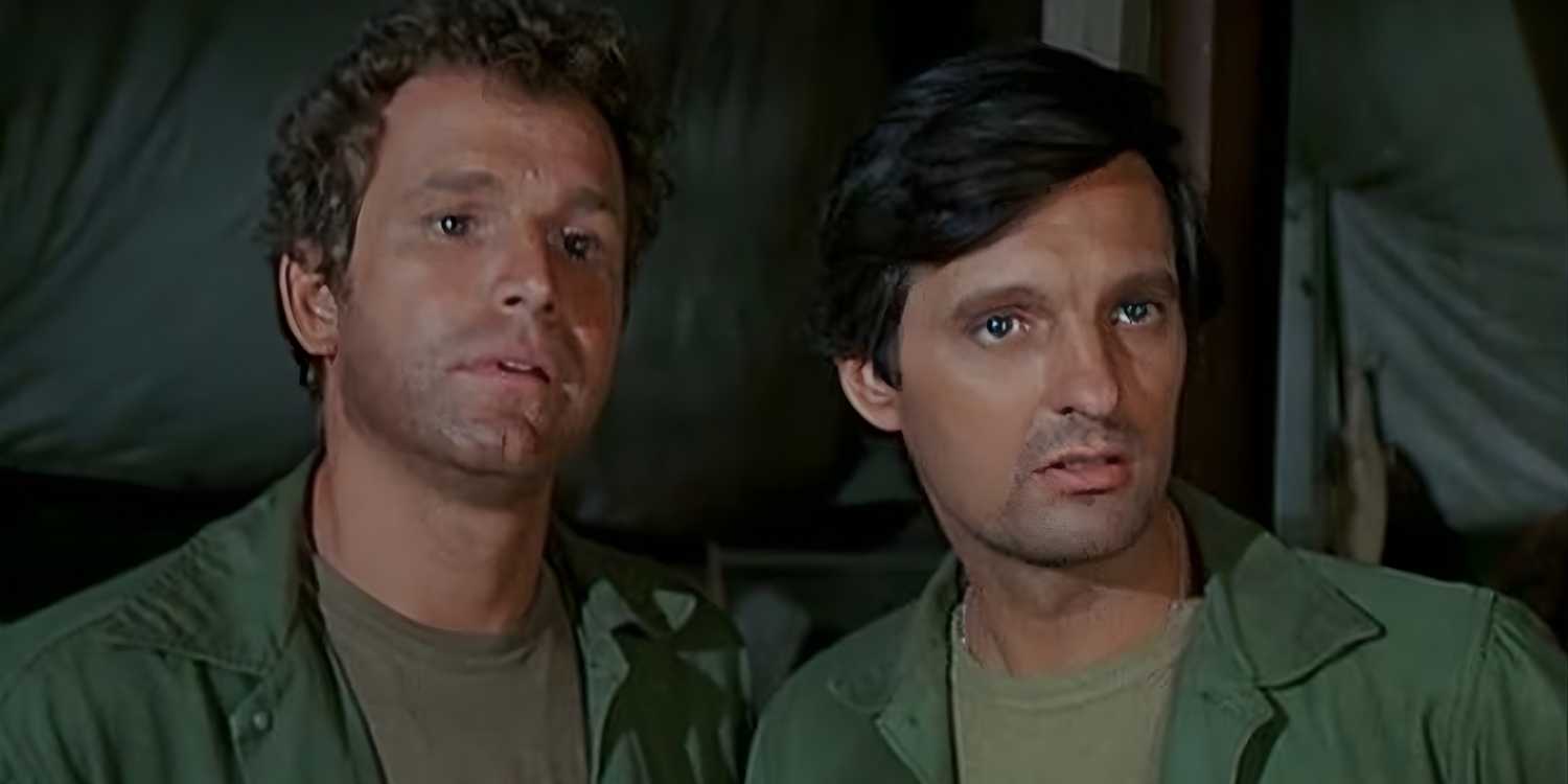 Trapper John (Wayne Rogers) and Hawkeye Pierce (Alan Alda) in M*A*S*H.