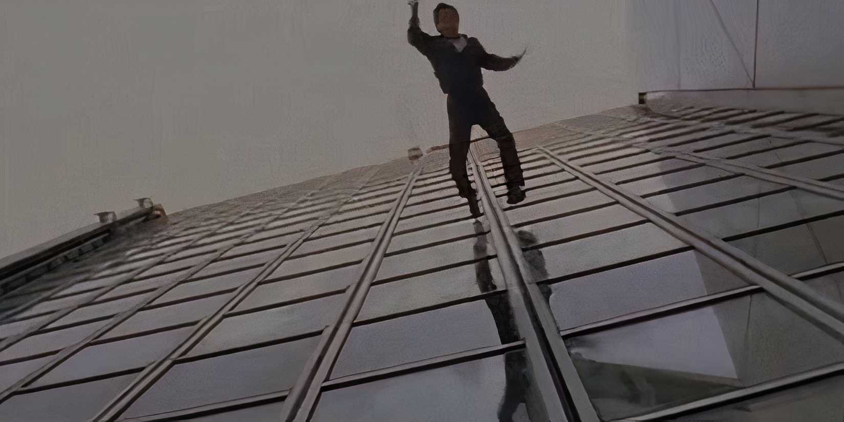 Jackie Chan slides down a building in Who Am I?