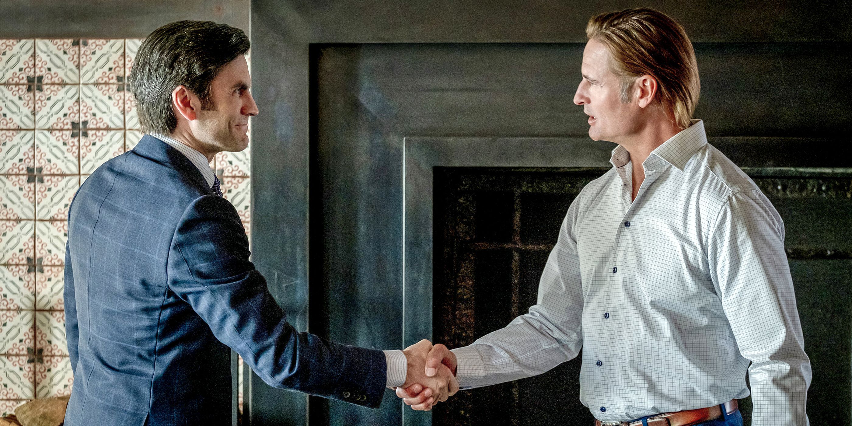 YELLOWSTONE, from left: Wes Bentley, Josh Holloway, (Season 3, ep. 306, aired July 26, 2020). photo: Danno Nell / ©Paramount Network / courtesy Everett Collection