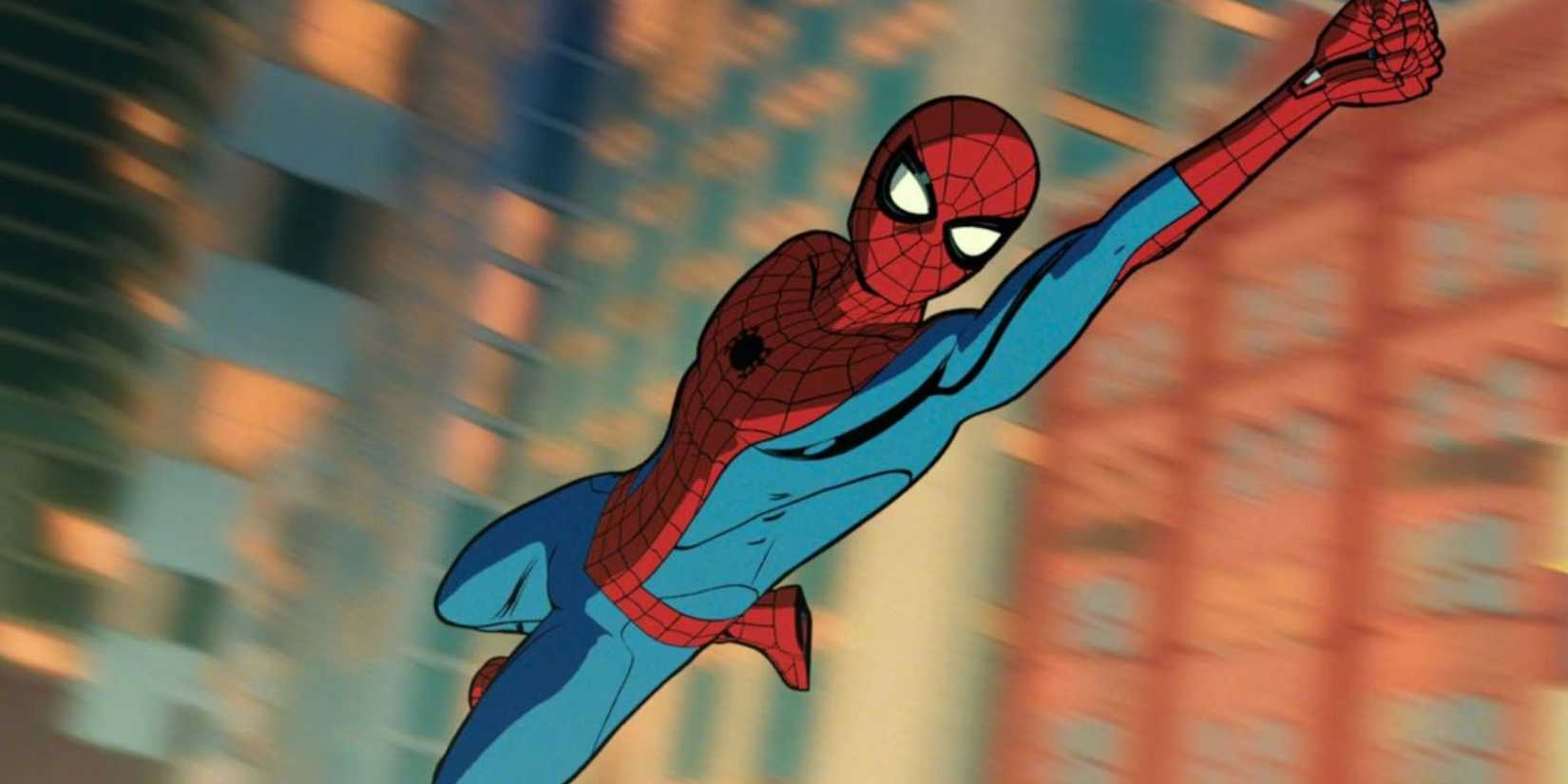 Spider-Man webslinging in 'Your Friendly Neighborhood Spider-Man' Season 2.