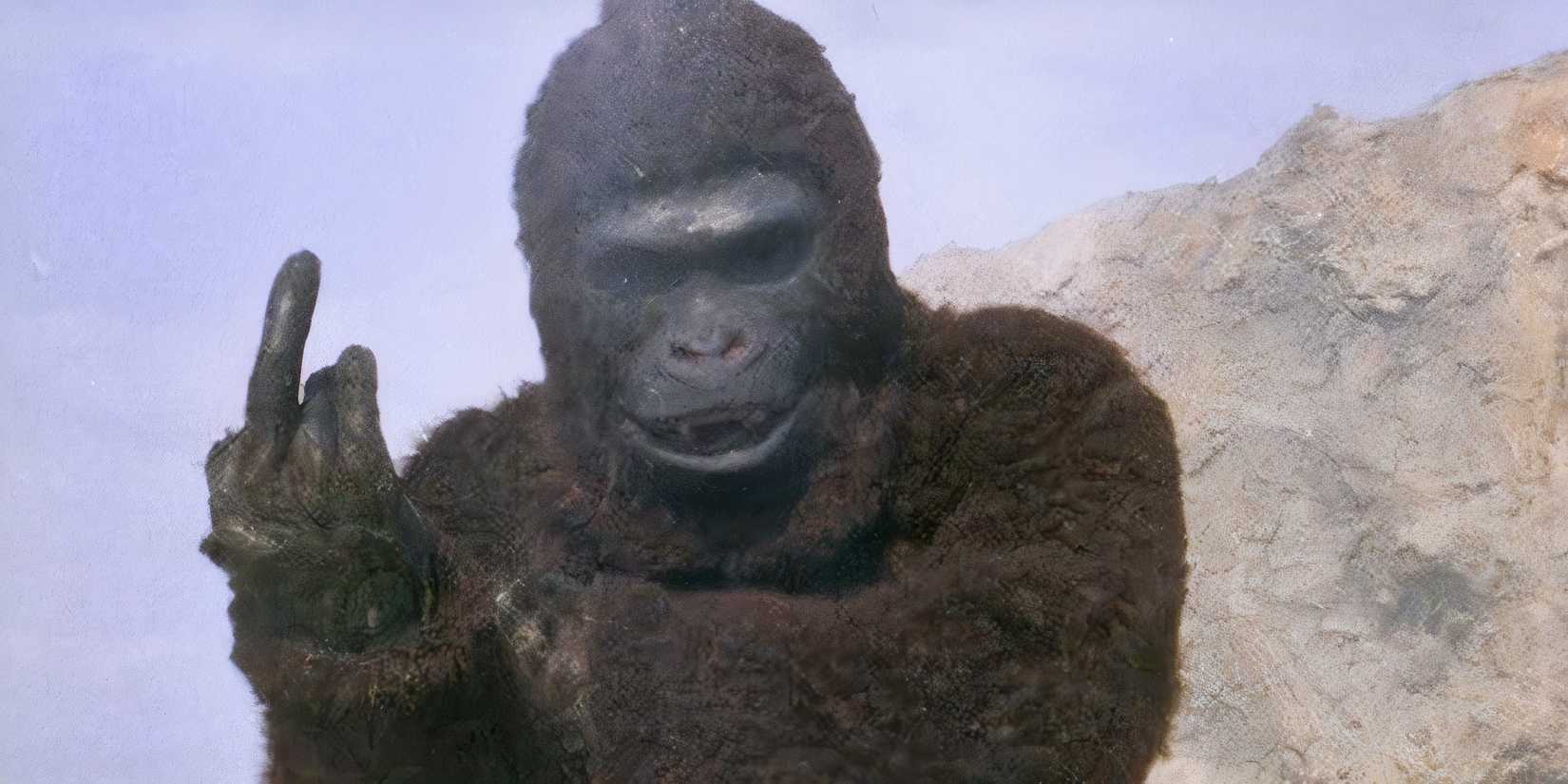 man in cheesy ape suit in a*p*e monster movie