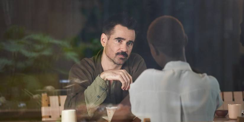 Colin Farrell talking to a woman in After Yang