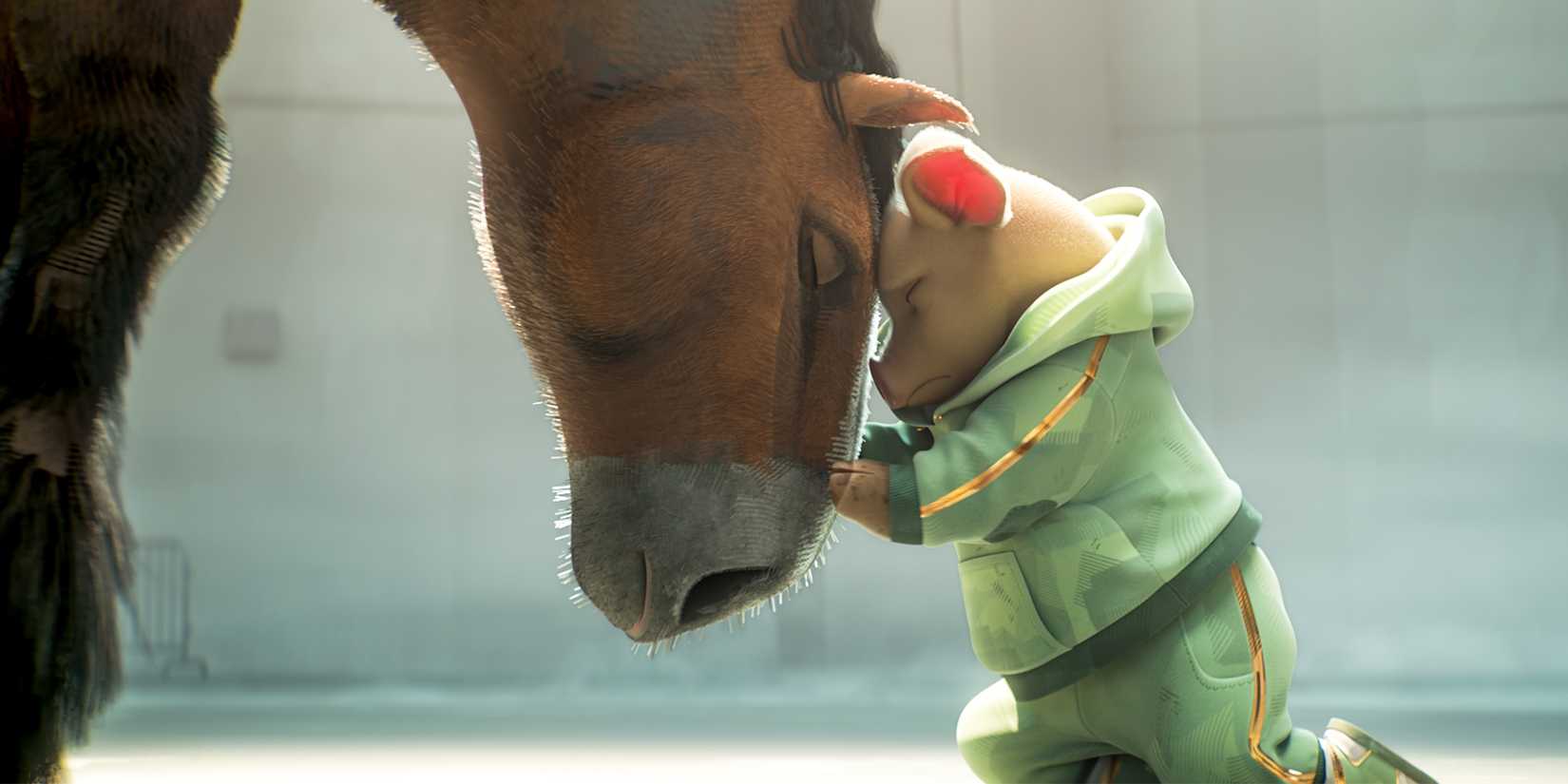 Still of Lucky and Boxer in Animal Farm (2026).