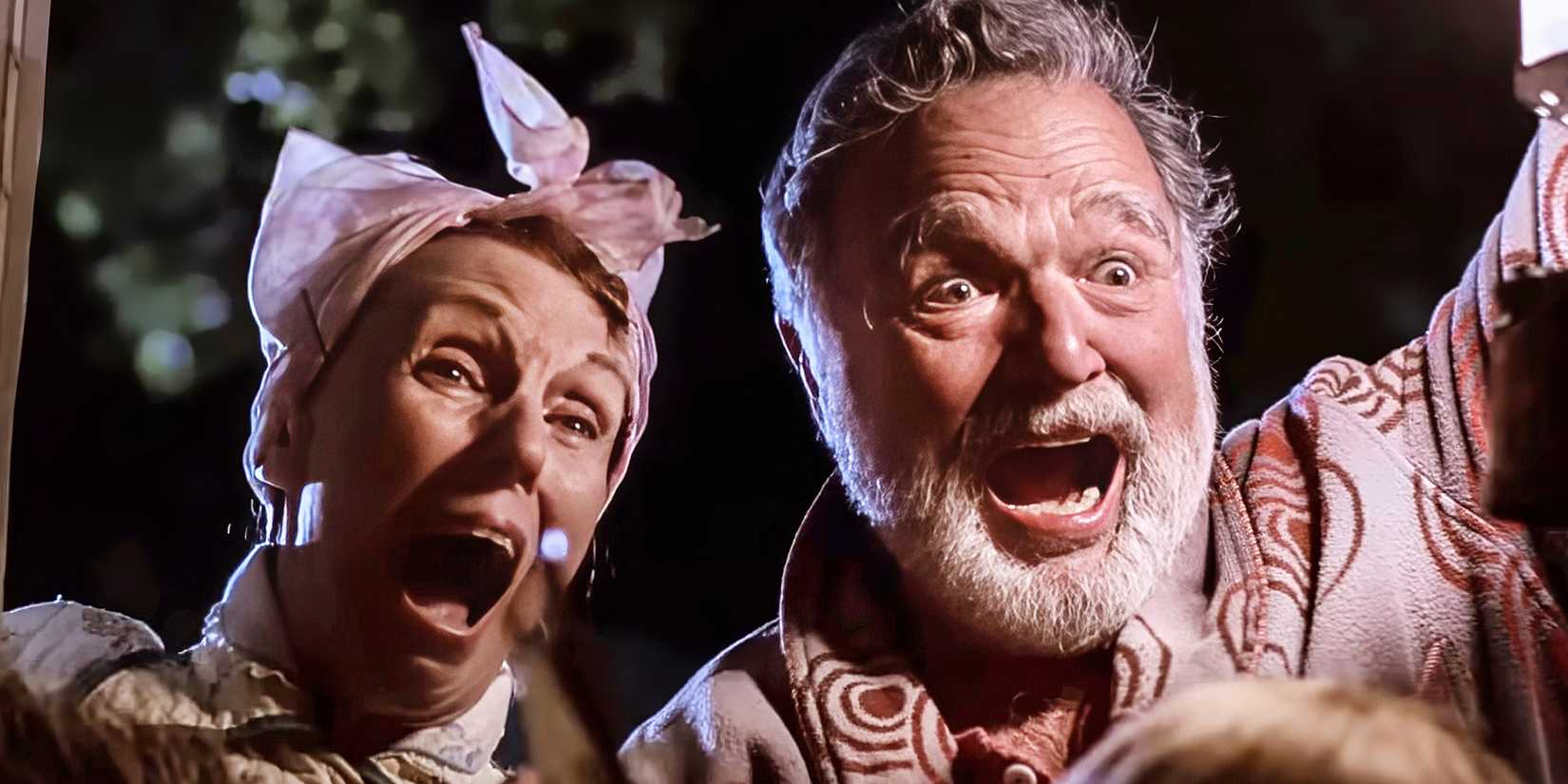 An old couple react excitedly in 'Back to the Future'