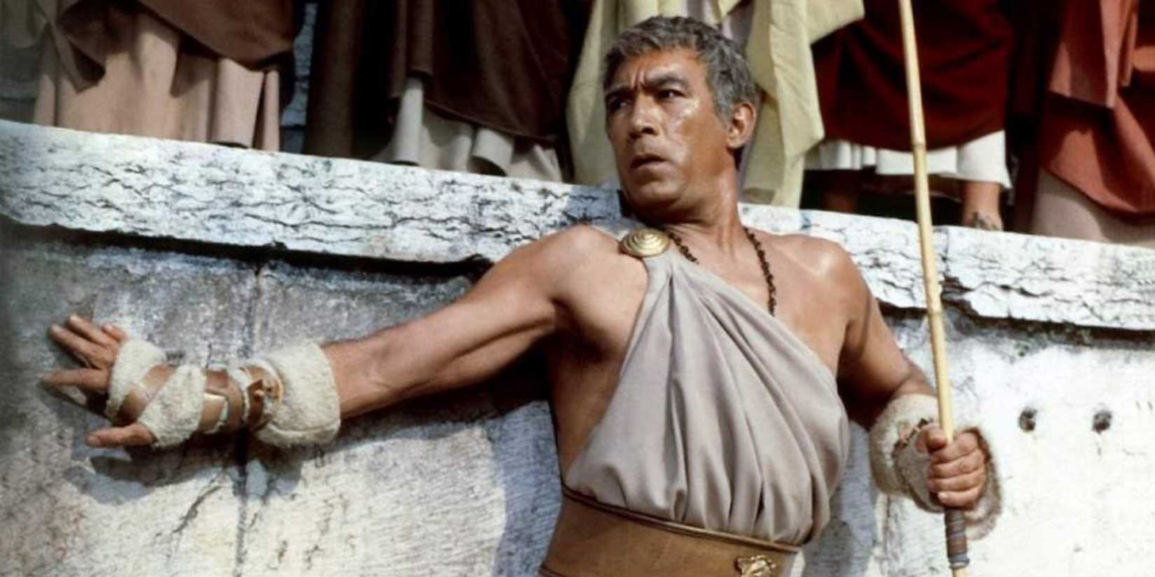 Barabbas (Anthony Quinn) in action as a gladiator in 'Barabbas (1961)