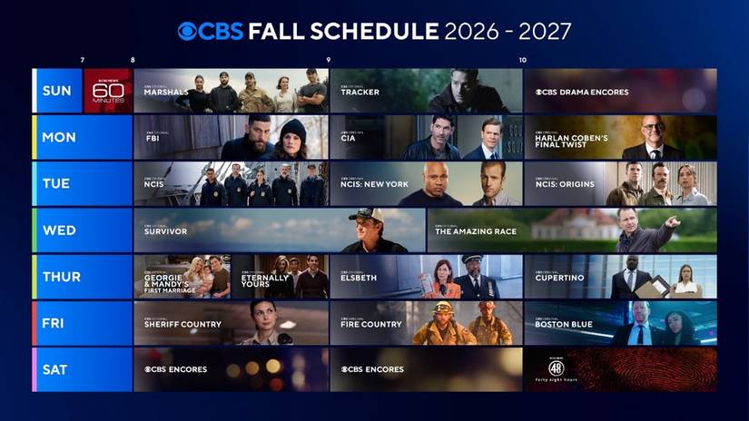 The full CBS fall 2026-2027 schedule lined up in a graphic