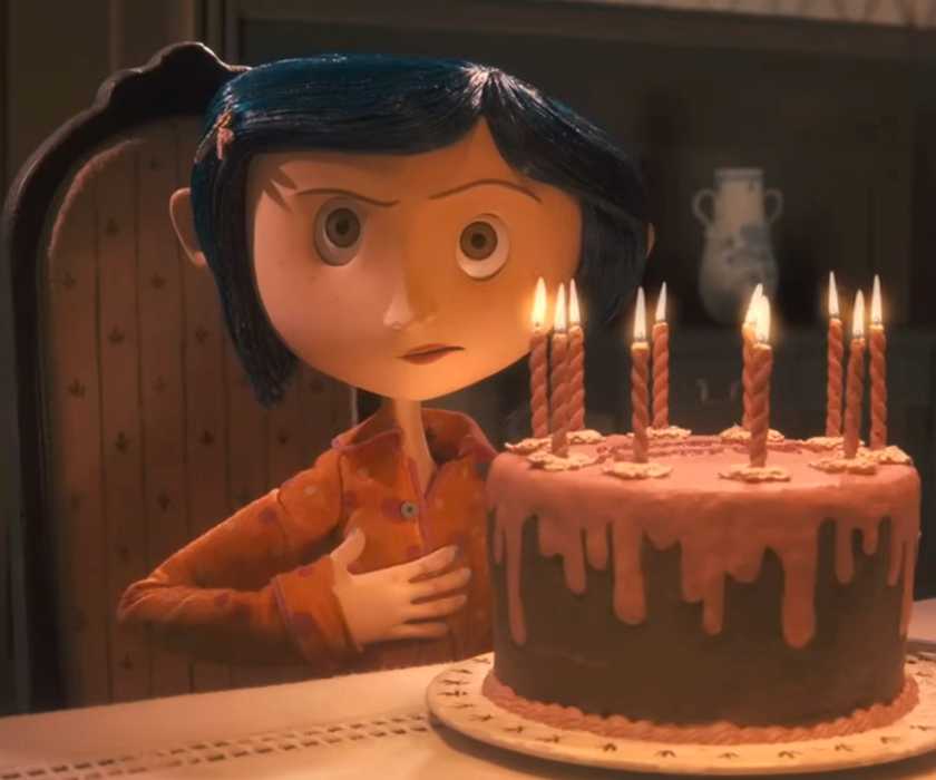 The character of Coraline, voiced by Dakota Fanning, in the movie of the same name, 'Coraline.'