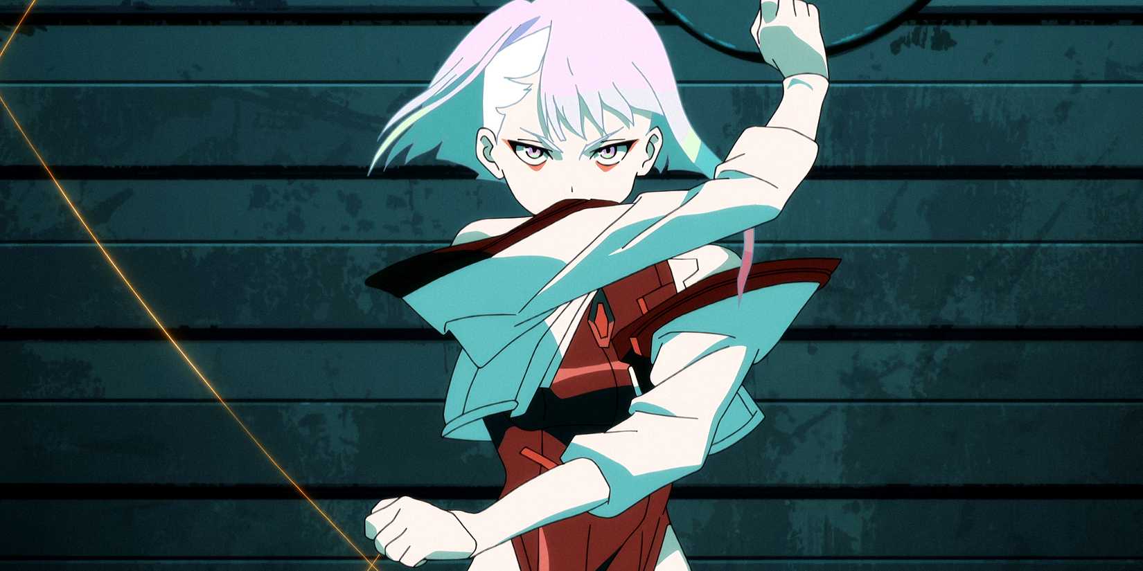 Lucy wielding her monowire in Cyberpunk: Edgerunners.