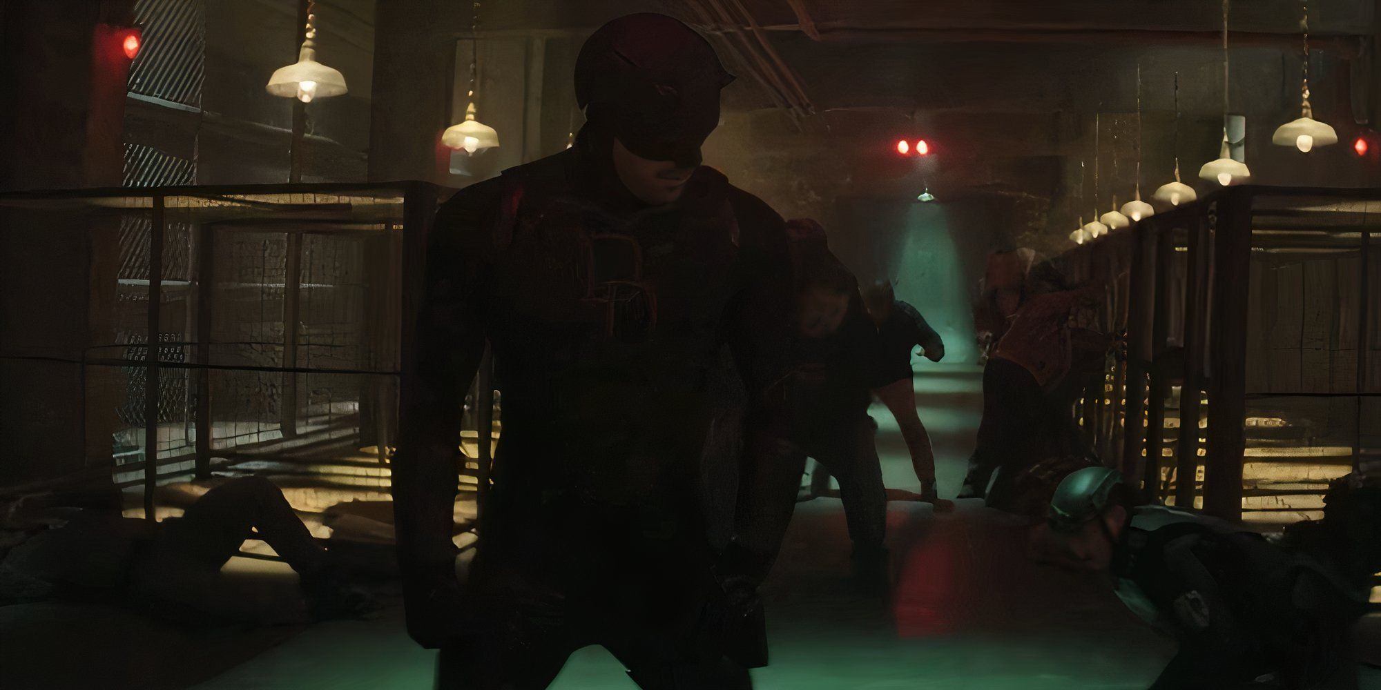 Daredevil looking over his shoulder in a prison in Daredevil: Born Again Season 2