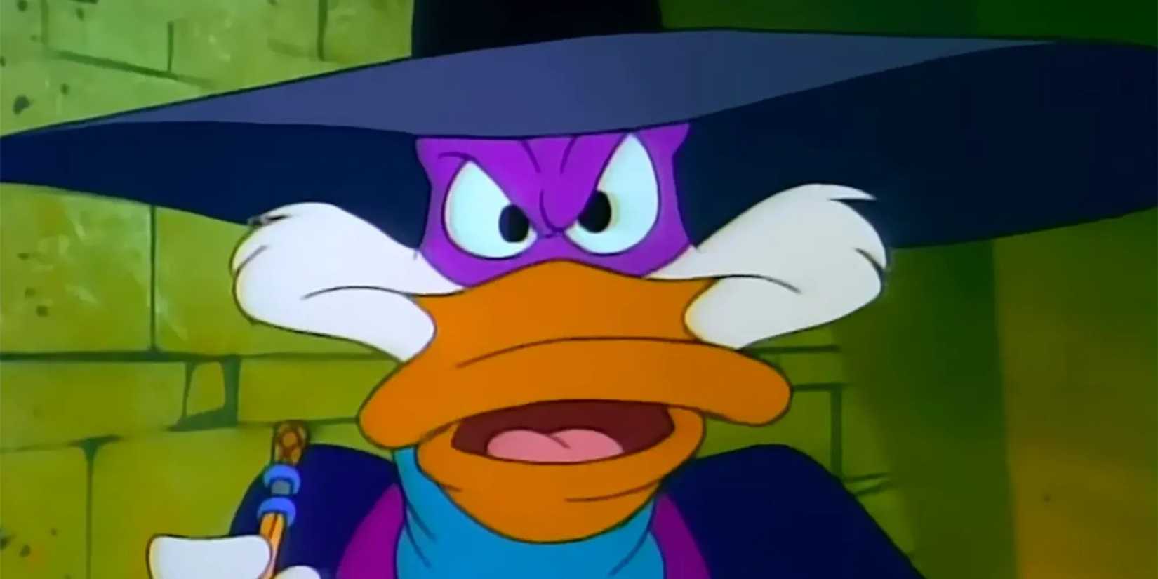 Darkwing Duck holding a small object