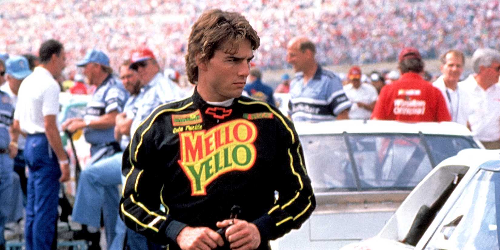 Cole Trickle (Tom Cruise) se prepara para a Daytona 500 em 'Dias de Trovão'.