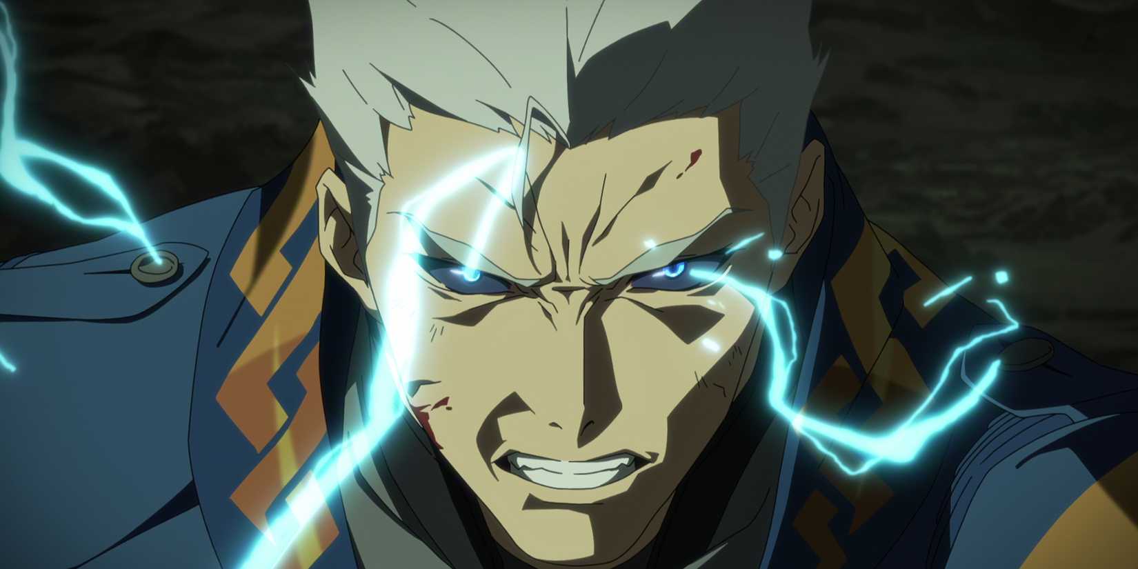 Vergil with lightning flowing from his eyes in Devil May Cry Season 2