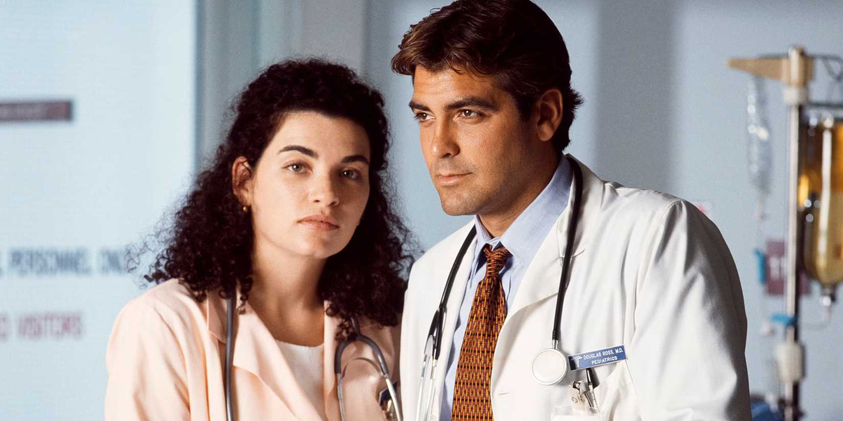 Julianna Margulies and George Clooney in ER