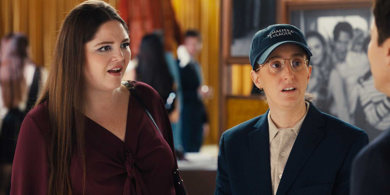Megan Stalter and Robby Hoffman looking concerned in Hacks Season 5