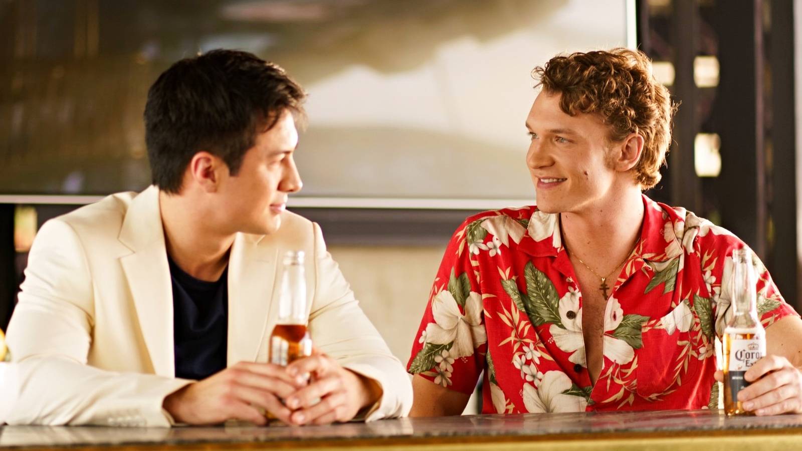 Hudson Williams and Connor Storrie in Heated Rivalry