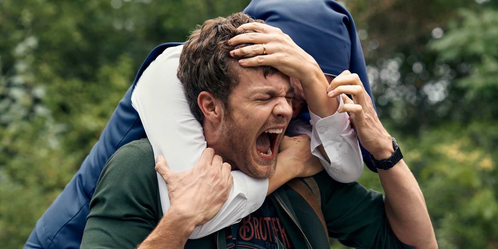 Someone strangling Hughie in The Boys.