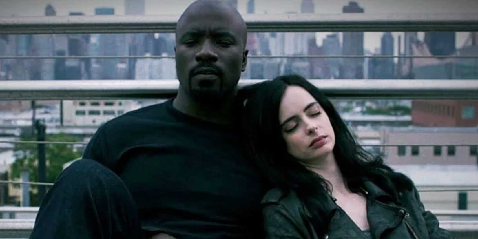 Luke Cage (Mike Colter) and Jessica Jones (Krysten Ritter) together