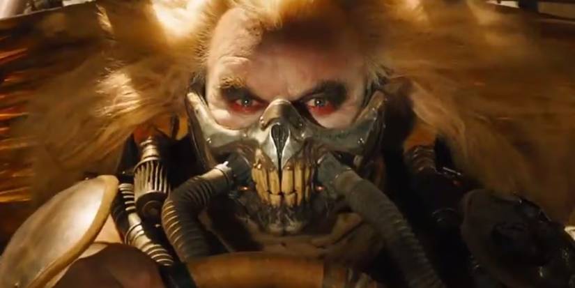 Immortan Joe, played by Hugh Keays-Byrne, driving in 'Mad Max: Fury Road'