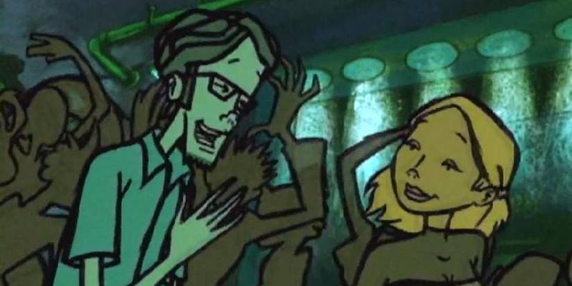 Man speaking to woman in 'Downtown' (1999)