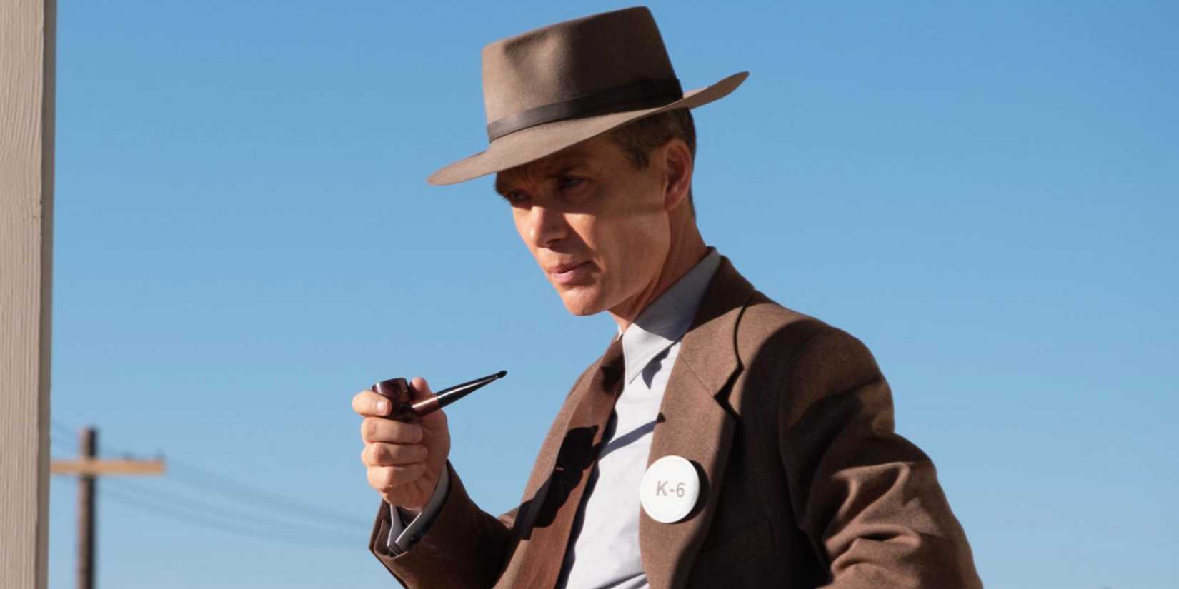 Cillian Murphy smoking a pipe in Oppenheimer