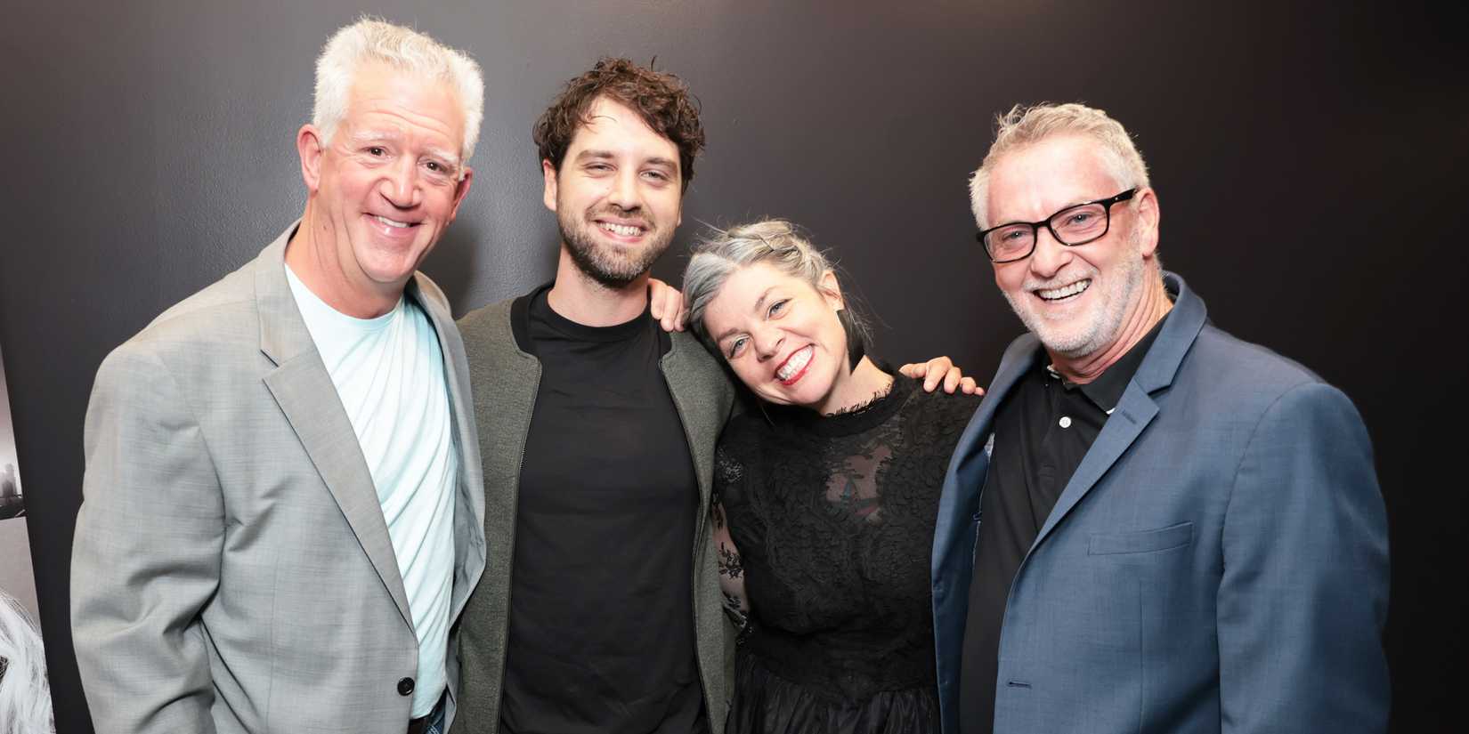 Greg Jbara, David Lambert, Sarah Brandes, and David Youse pose for a photo at the Original Sound Q&A.