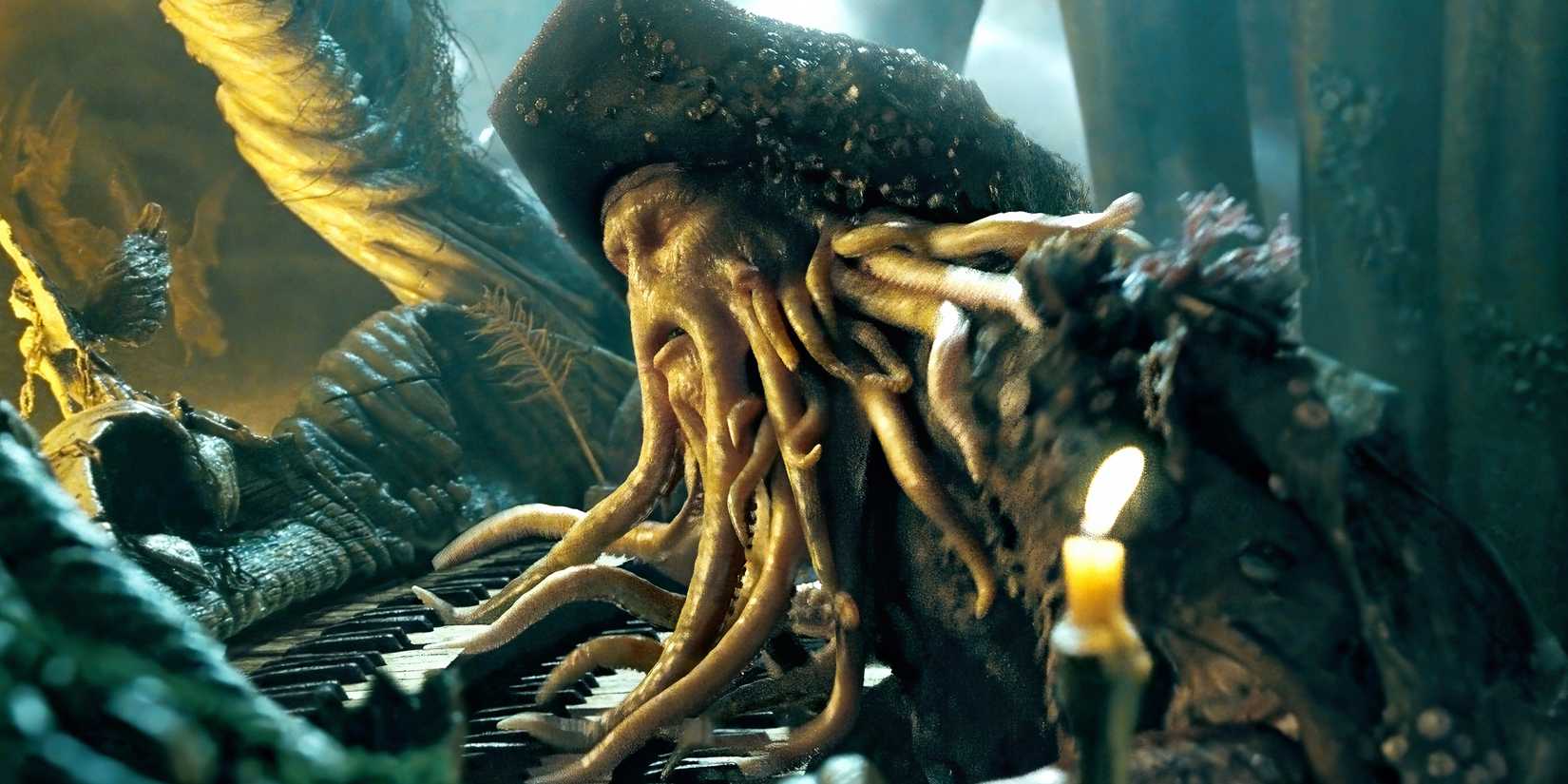 Davy Jones playing the organ in Pirates of the Caribbean: Dead Man's Chest