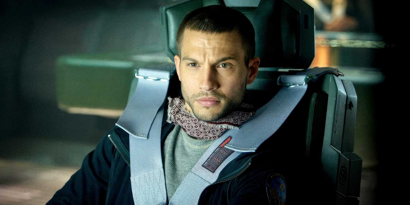 Prometheus  -Logan Marshall-Green sitting in a spacecraft