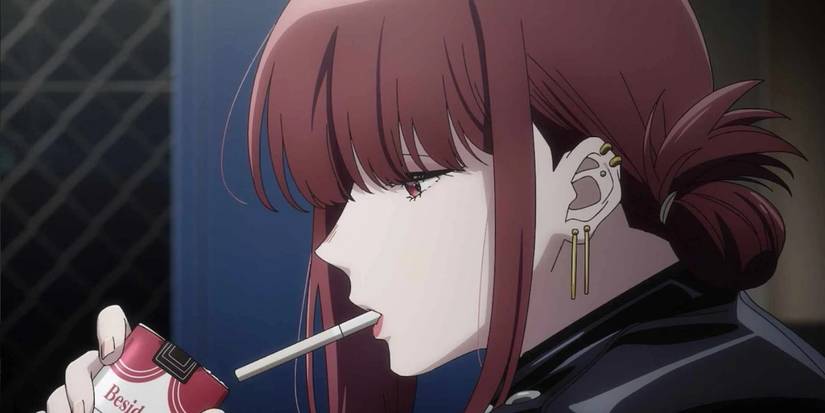 A woman with a cigarette in Behind the Supermarket, Smoking with You