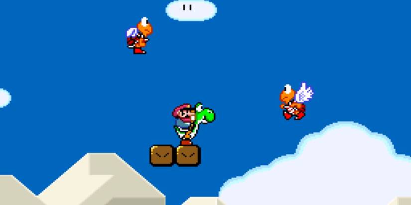 Mario riding Yoshi in Super Mario World