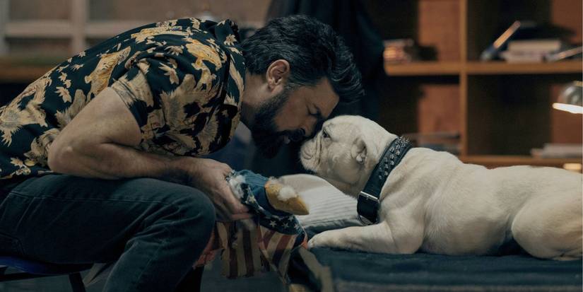 Karl Urban as Billy Butcher snuggling with Terror.