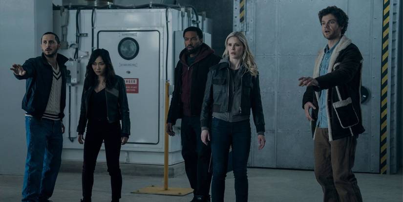 Frenchie, Kimiko, Mother's Milk, Annie, and Hughie looking concerned in The Boys Season 5.