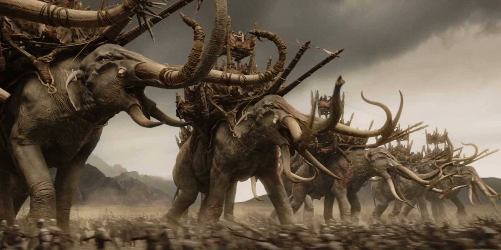 Mumakil charge against the Riders of Rohan