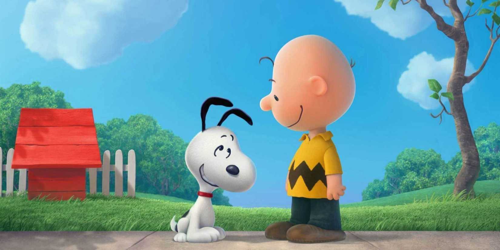 Charlie Brown and Snoopy stand together