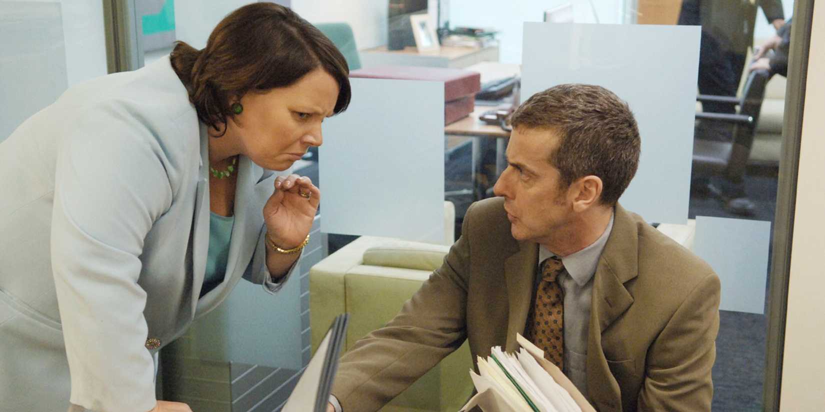 Joanna Scanlan and Peter Capaldi in The Thick of It