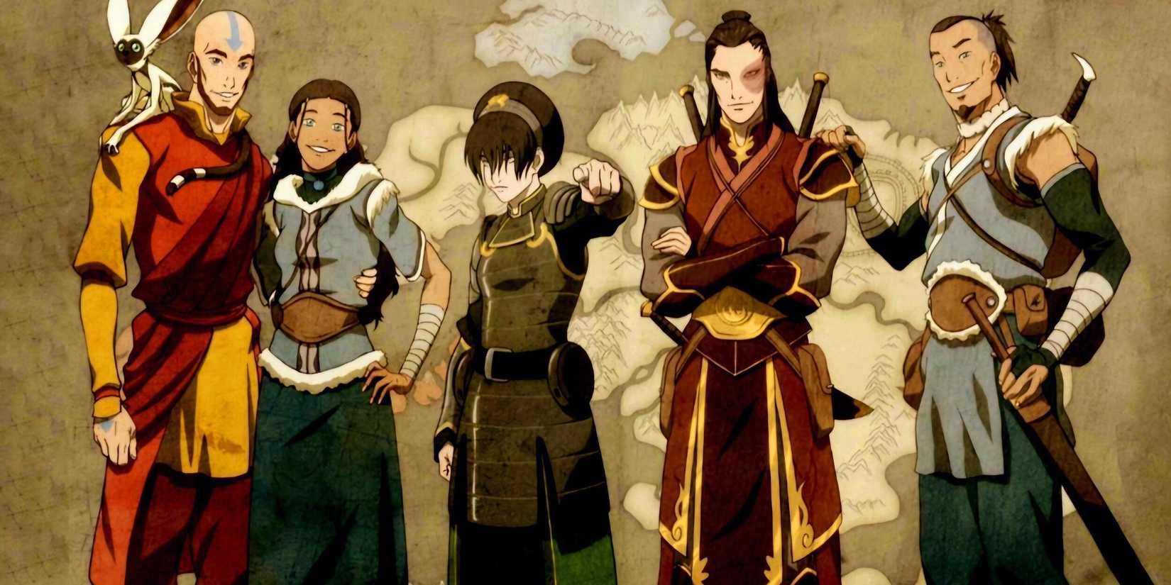 Aang, Katara, Toph, Zuko, and Sokka as adults in 'The Legend of Aang: The Last Airbender'
