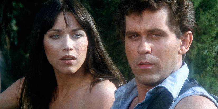 man and woman in tourist trap, a 70s horror movie