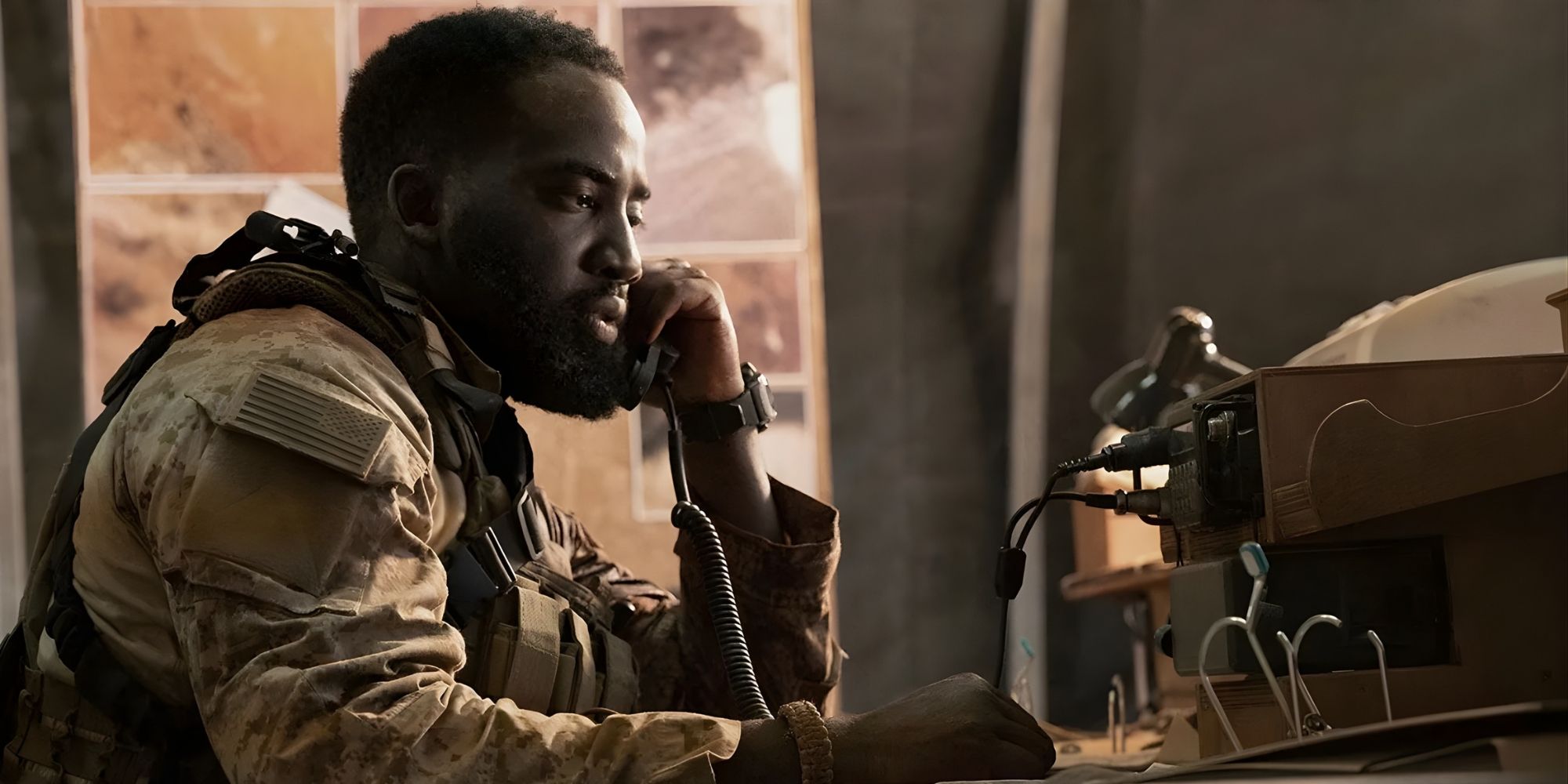 Trevante Cole (Shamier Anderson) calls out from the base in Invasion.