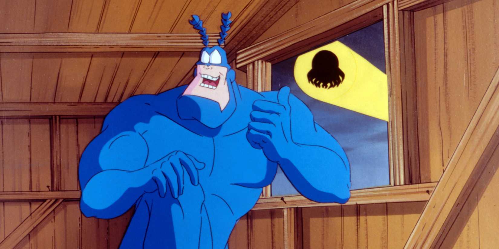 The Tick in an attic with a signal in the background