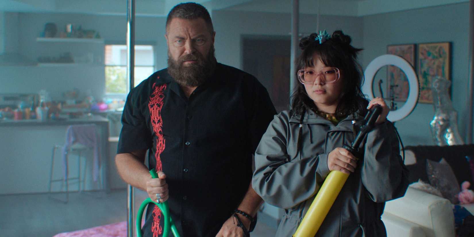 Nick Offerman and Thaddea Graham in Margo's Got Money Troubles