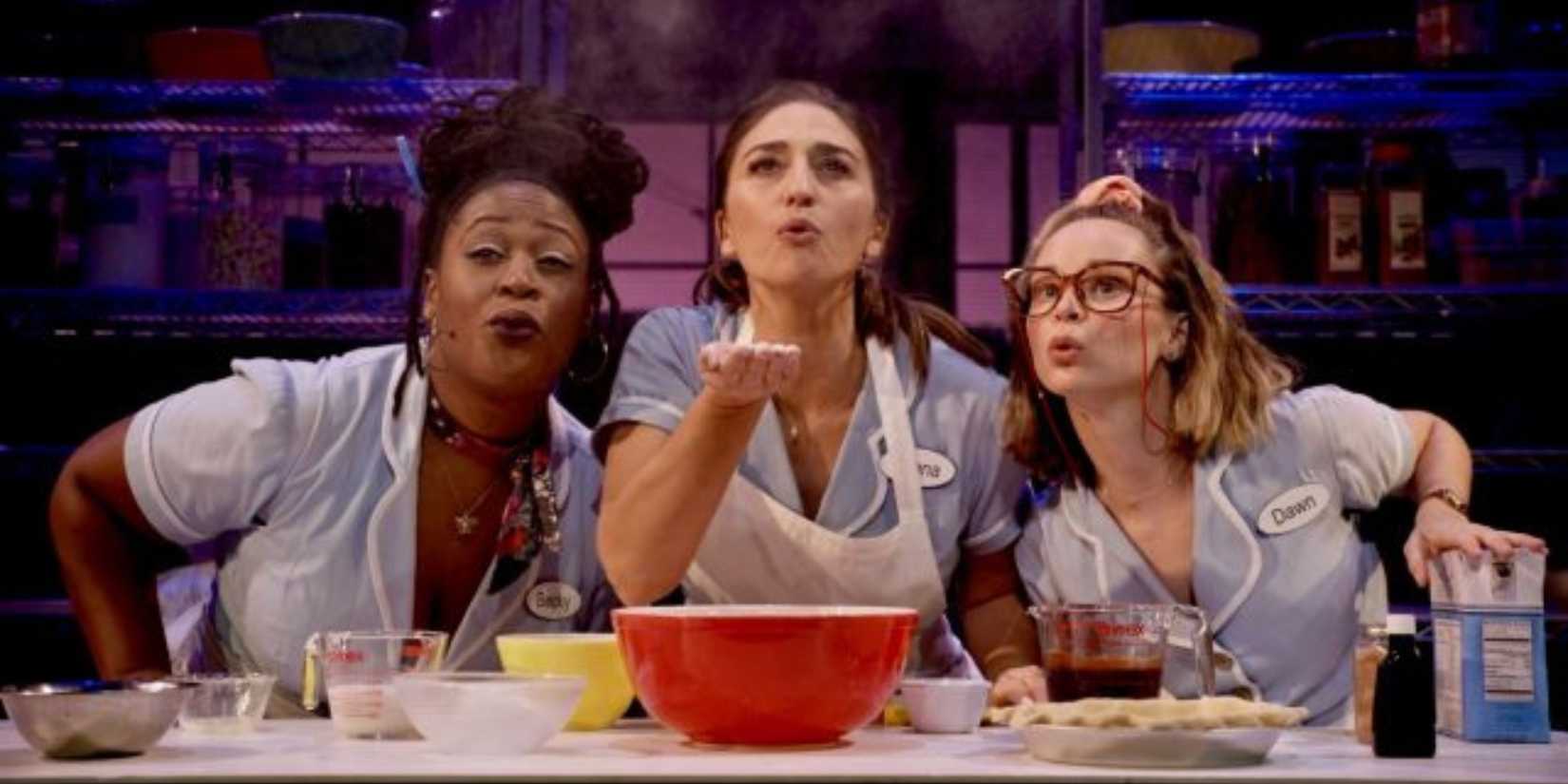 Charity Angel Dawson as Becky, Sara Bareilles as Jenna, and Caitlin Houlahan as Dawn in 'Waitress the Musical.'