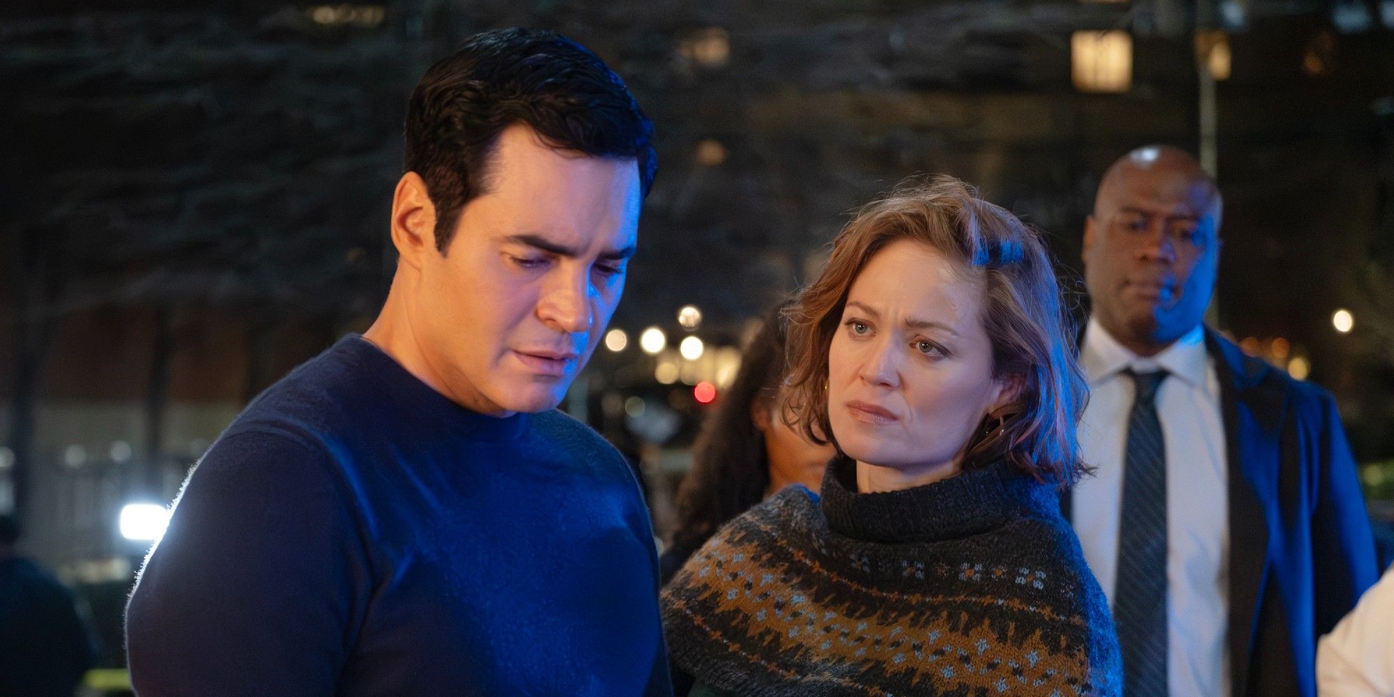 Angie comforting Will while Franklin looks in in Will Trent Season 4