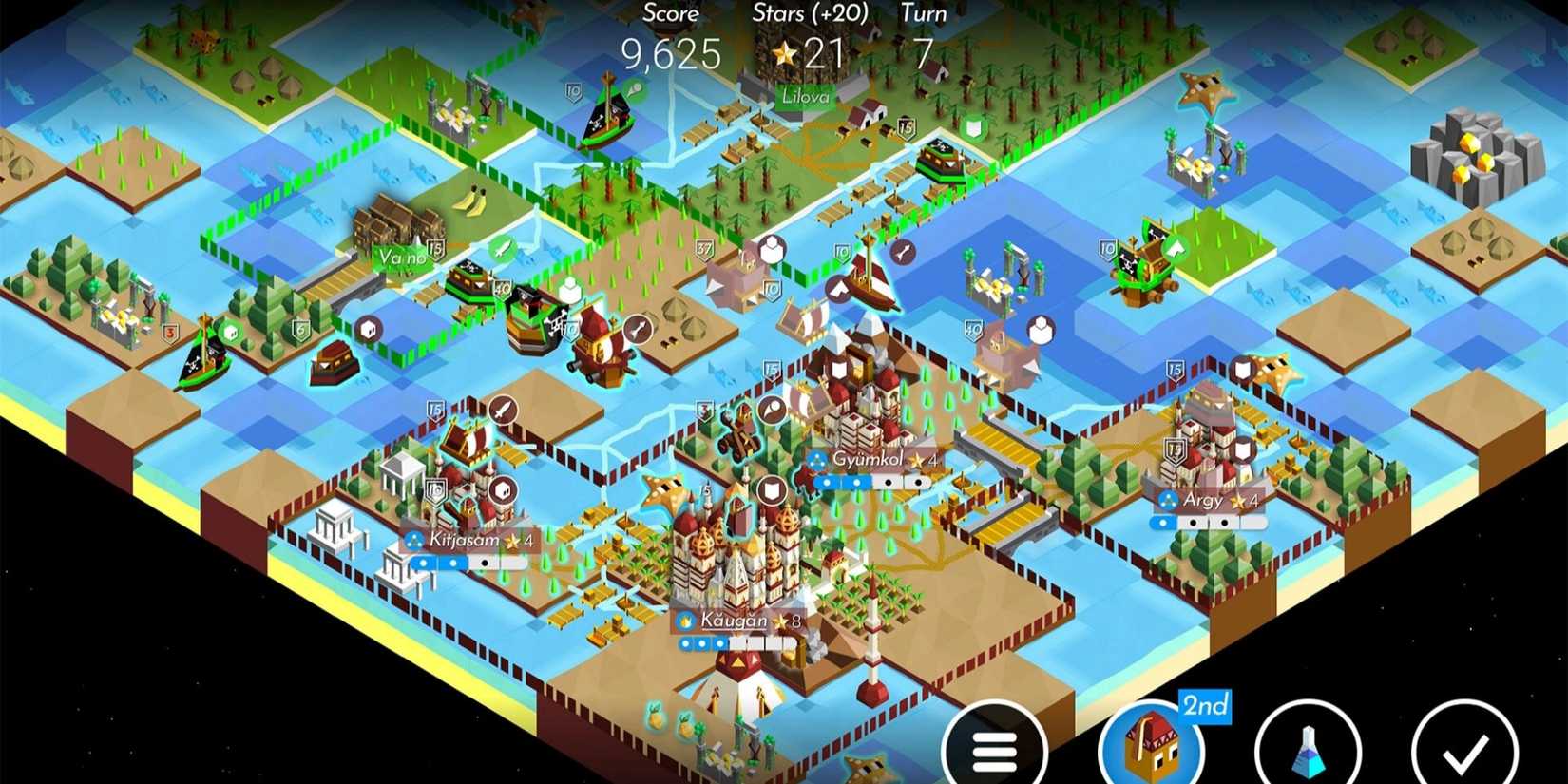 A view from above of the game battle-of-polytopia