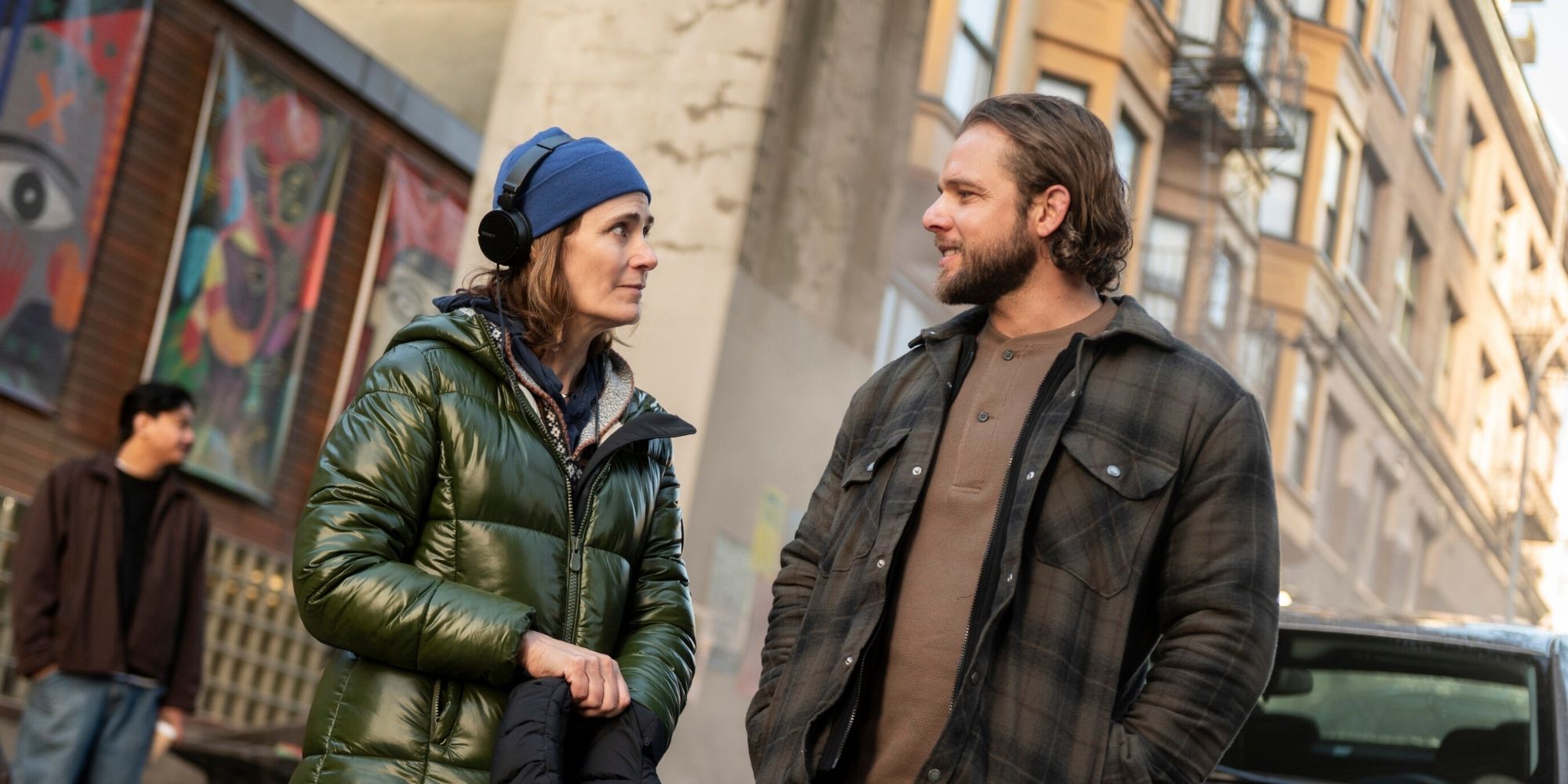 "Best Man" -- Coverage of the CBS Original Series FIRE COUNTRY, scheduled to air on Friday, May 8 (9:00-10:00 PM, ET/PT). Pictured (L-R): Diane Farr (Director) and Max Thieriot as Bode Leone. Photo: Sergei Bachlakov/CBS ©2026 CBS Broadcasting, Inc. All Rights Reserved.