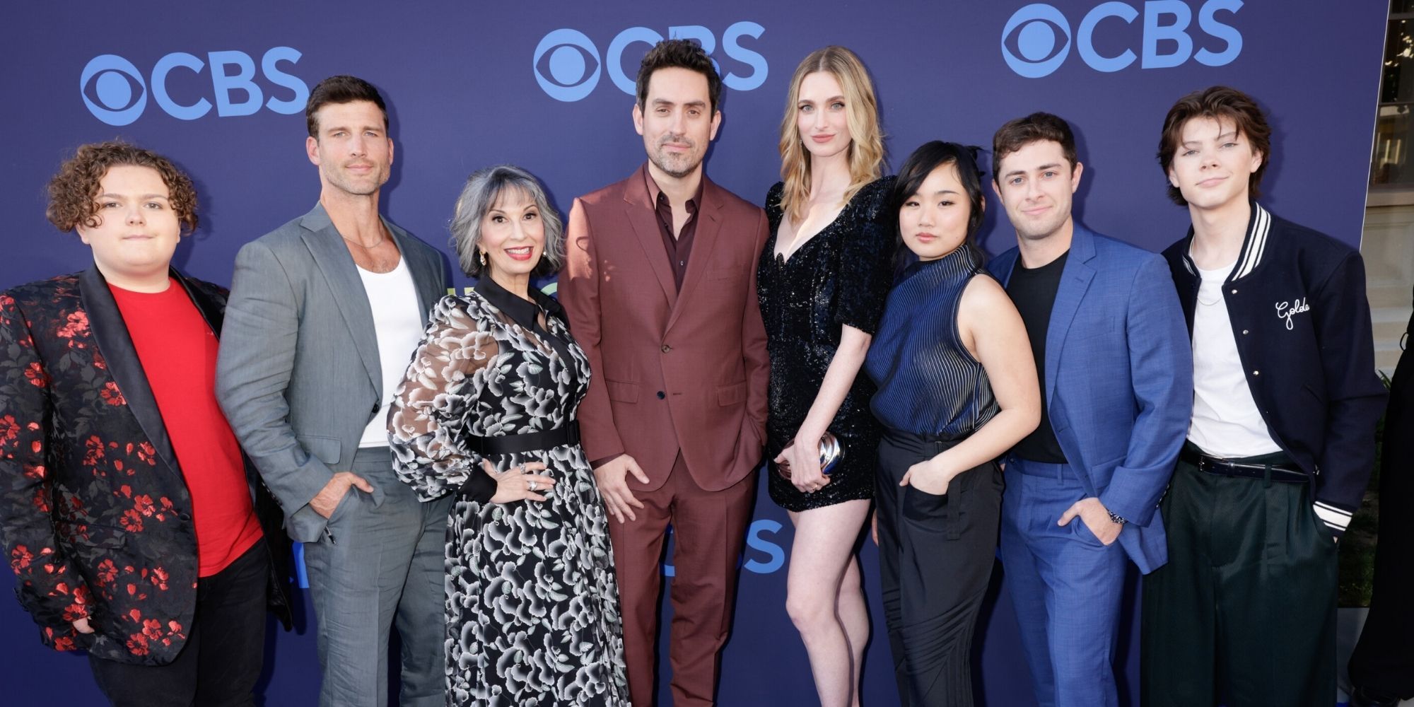 Tristan Michal Brown, Parker Young, Rose Abdoo, Ed Weeks, Allegra Edwards, Helen J. Shen, Jaren Lewison and Shylo Molina of Eternally Yours attend the CBSFEST 2026-2027: Fall Schedule Announcement to celebrate CBS' 2026-2027 primetime lineup at the Paramount Studios lot in Los Angeles, California on April 15, 2026. Photo: Francis Specker/CBS ©2026 CBS Broadcasting, Inc. All Rights Reserved.