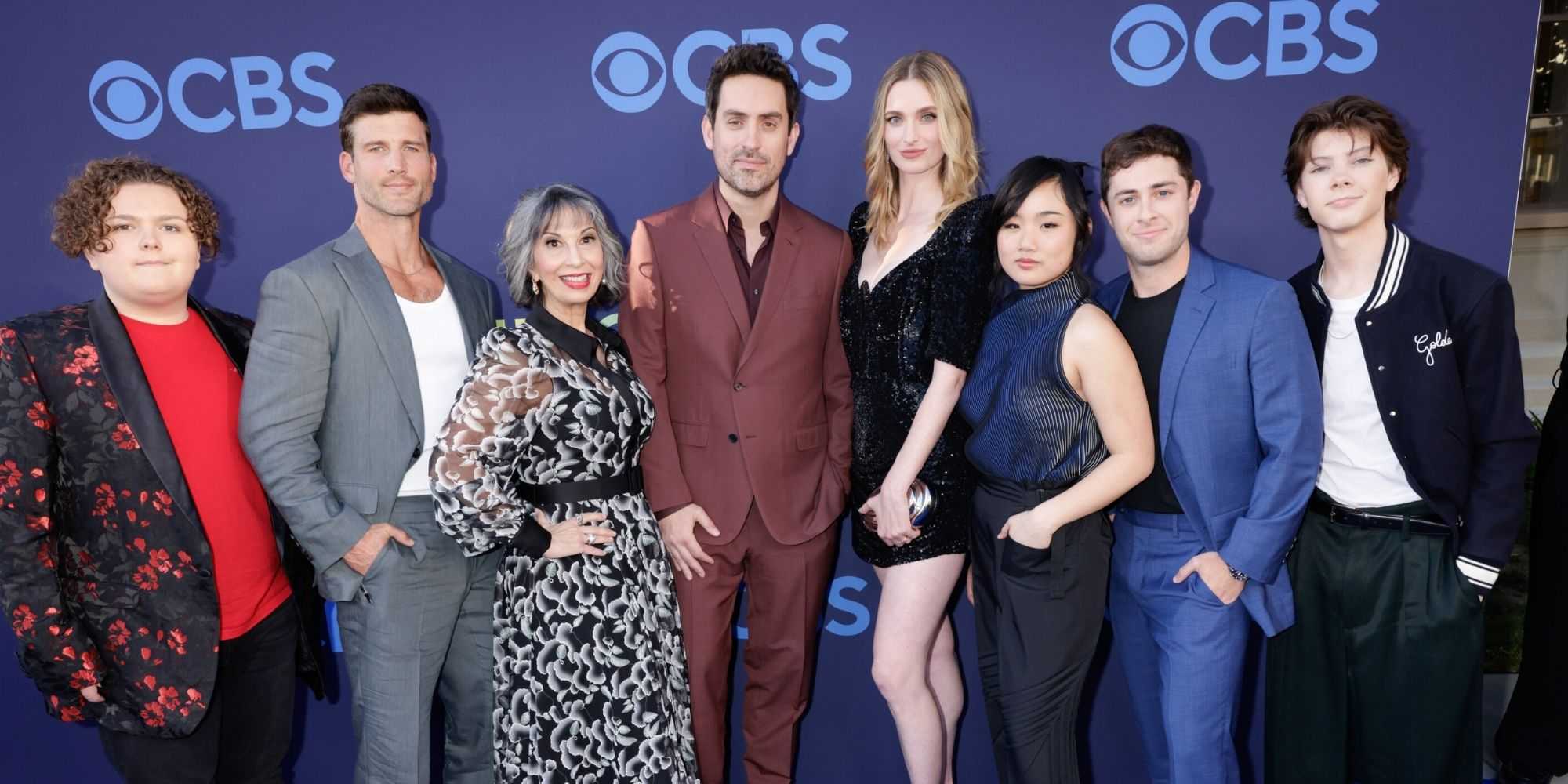 Tristan Michal Brown, Parker Young, Rose Abdoo, Ed Weeks, Allegra Edwards, Helen J. Shen, Jaren Lewison and Shylo Molina of Eternally Yours attend the CBSFEST 2026-2027: Fall Schedule Announcement to celebrate CBS' 2026-2027 primetime lineup at the Paramount Studios lot in Los Angeles, California on April 15, 2026. Photo: Francis Specker/CBS ©2026 CBS Broadcasting, Inc. All Rights Reserved.