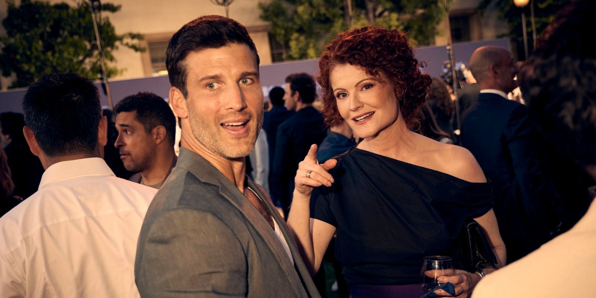 Parker Young of Eternally Yours and Rebecca Wisocky of Ghosts attend the CBSFEST 2026-2027: Fall Schedule Announcement to celebrate CBS' 2026-2027 primetime lineup at the Paramount Studios lot in Los Angeles, California on April 15, 2026. Photo: Art Streiber/CBS ©2026 CBS Broadcasting, Inc. All Rights Reserved.