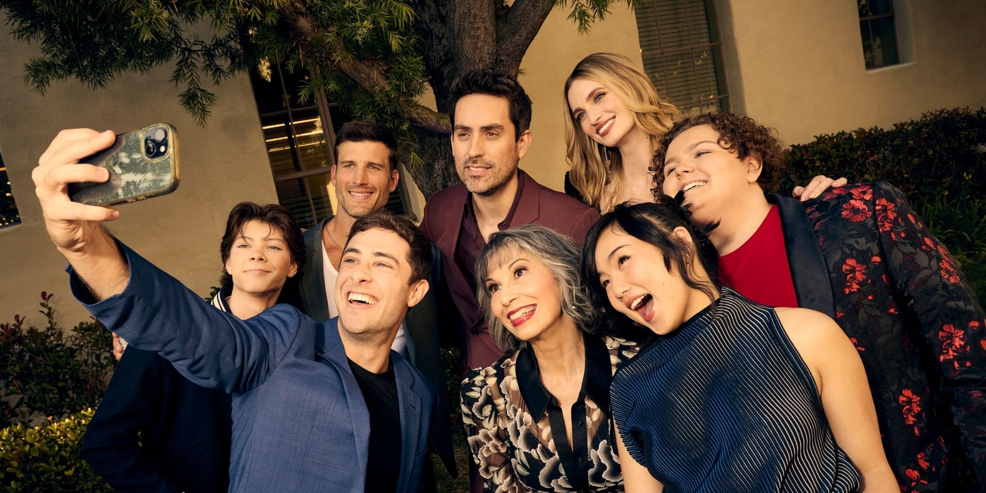(clockwise) Shylo Molina, Parker Young, Ed Weeks, Allegra Edwards, Tristan Michael Brown, Helen J. Shen, Rose Abdoo and Jaren Lewison of Eternally Yours attends the CBSFEST 2026-2027: Fall Schedule Announcement to celebrate CBS' 2026-2027 primetime lineup at the Paramount Studios lot in Los Angeles, California on April 15, 2026. Photo: Art Streiber/CBS ©2026 CBS Broadcasting, Inc. All Rights Reserved.